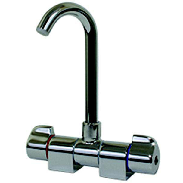 Scandvik 10474P Chrome Plated Brass J Spout Folding Mixer Faucet